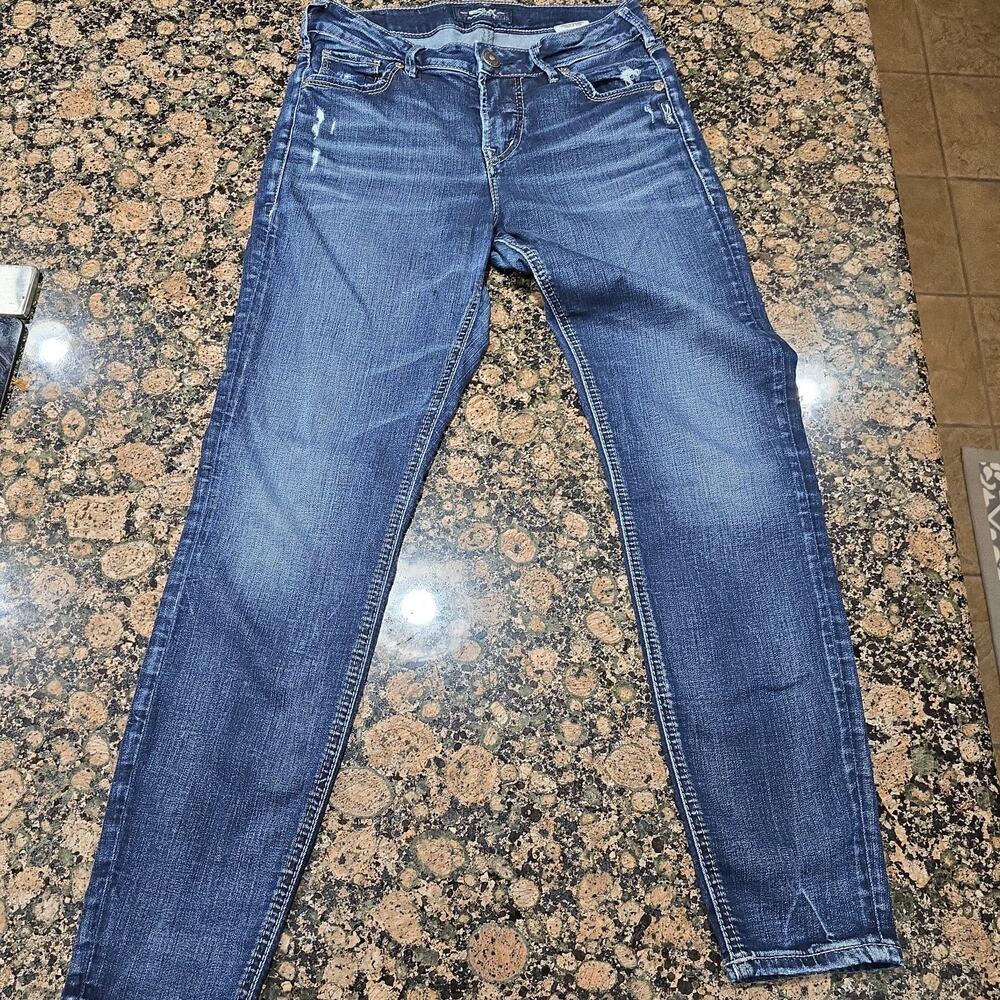 Silver Jeans Avery Ankle Skinny Jeans Women’s 27x27 Dark Wash Stretch Mid Rise
